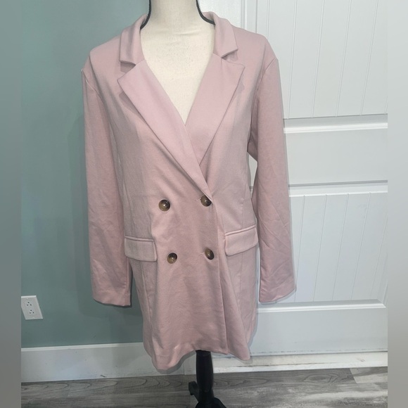 Walter Baker Double breasted blush pink oversized blazer jacket size large - Picture 1 of 8
